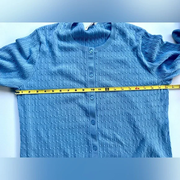 EUC Pendleton Merino Cable Knit Blue Textured Women's Cardigan Sweater, XL - Picture 11 of 12